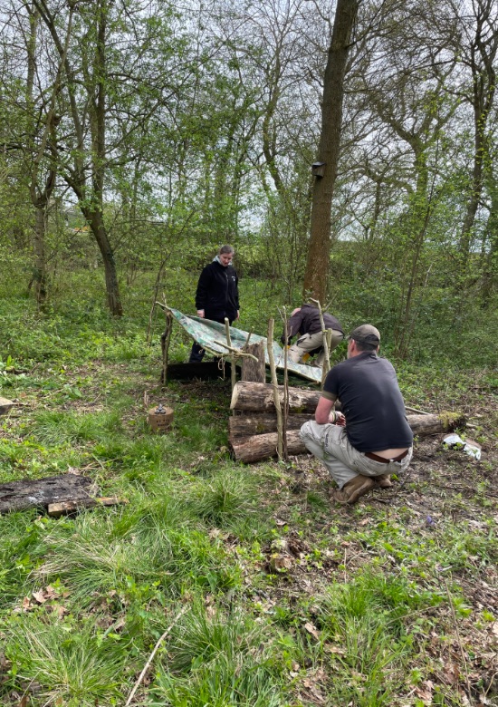 den building in woods