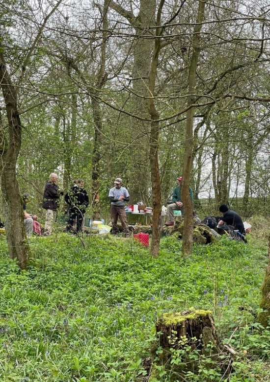 group of people in wood